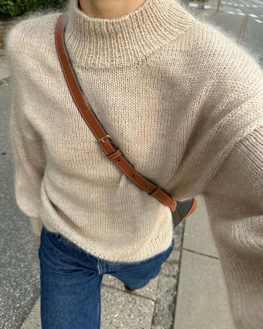 Closeup af lys Ballonsweater