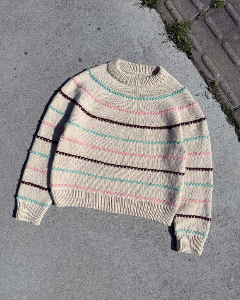 Festival Sweater med striber i turkis, lyserød og bordeaux