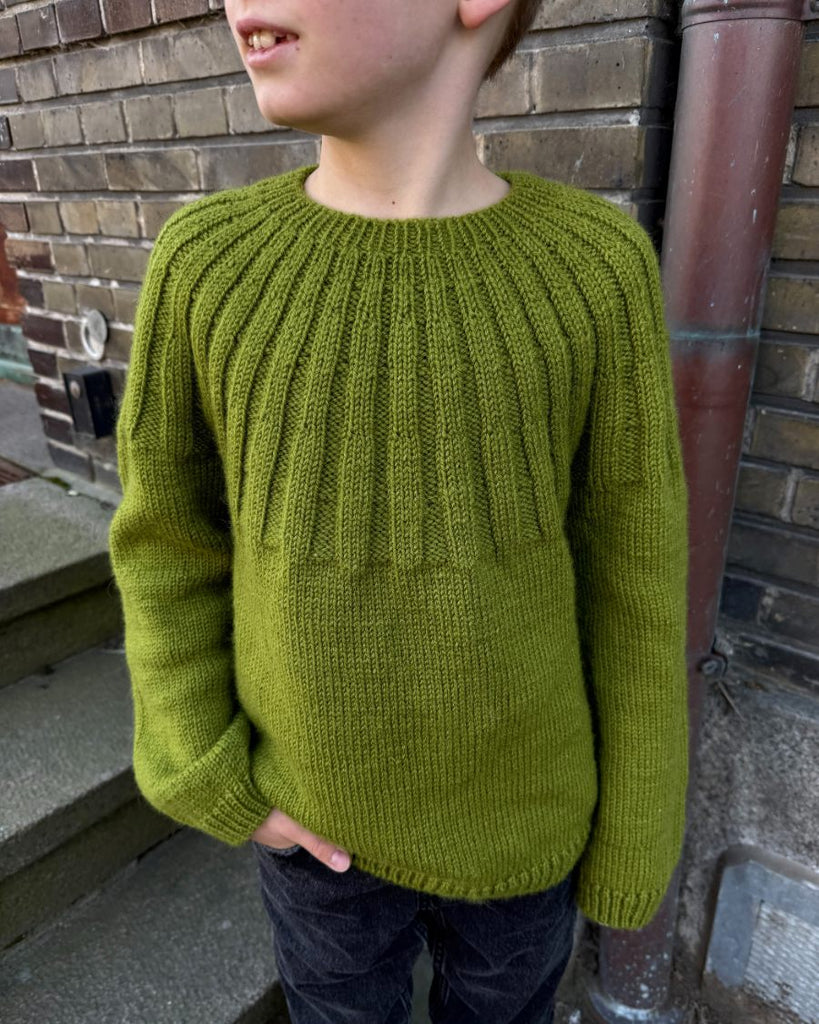 Dreng med grøn Haralds Sweater