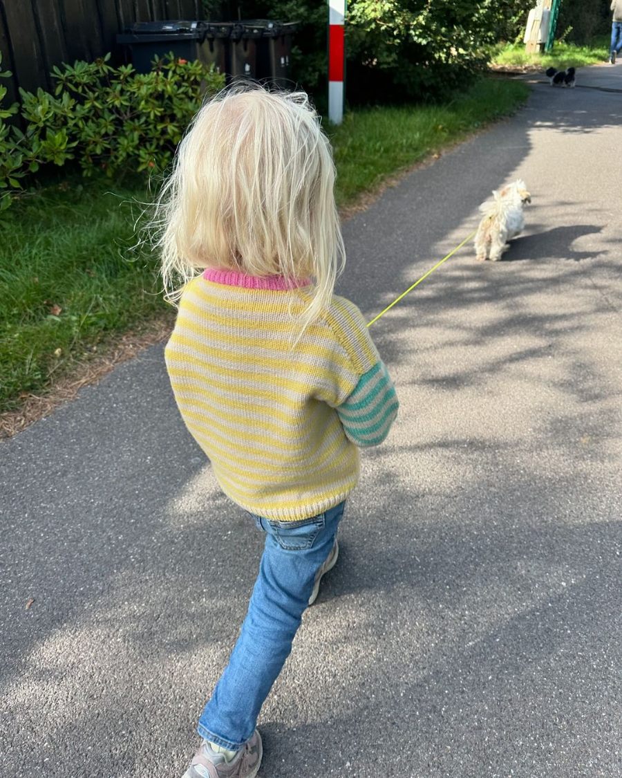 Barn iført flerfarvet Holger Sweater