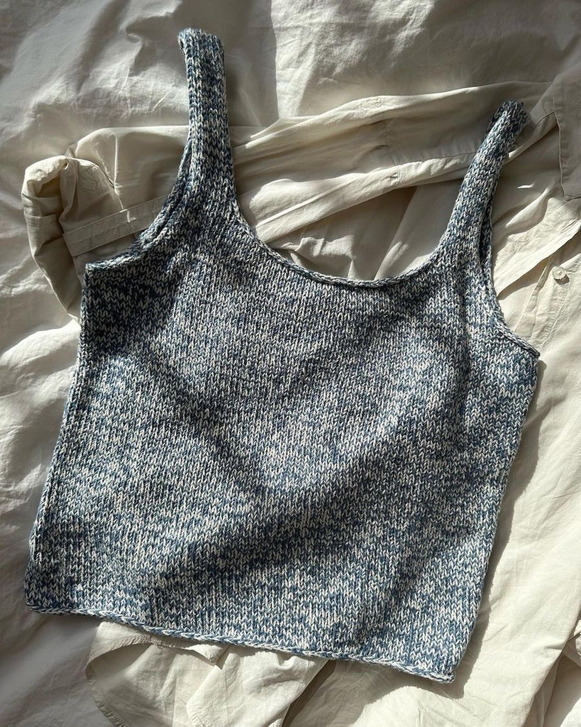 Liggende blåmeleret June Top