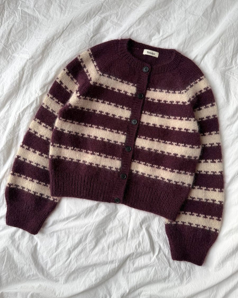 Liggende bordeaux og hvide Key Cardigan