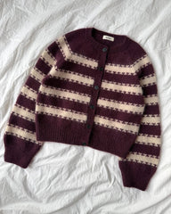 Liggende bordeaux og hvide Key Cardigan