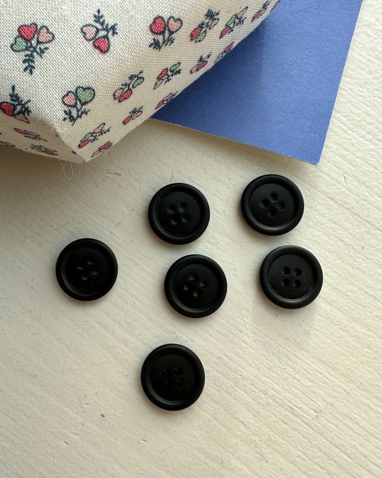 Galalith buttons Ø18 mm - Black - 6 pcs
