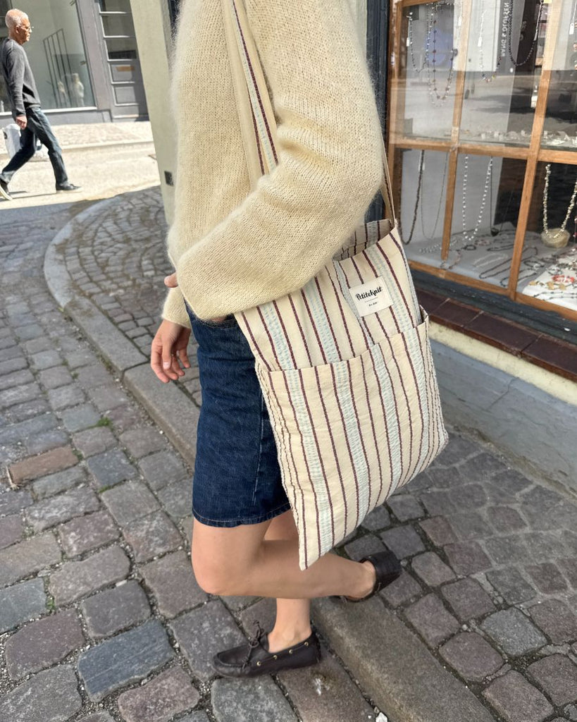 Knitter's Tote Bag i farven Seersucker Twin Stripe