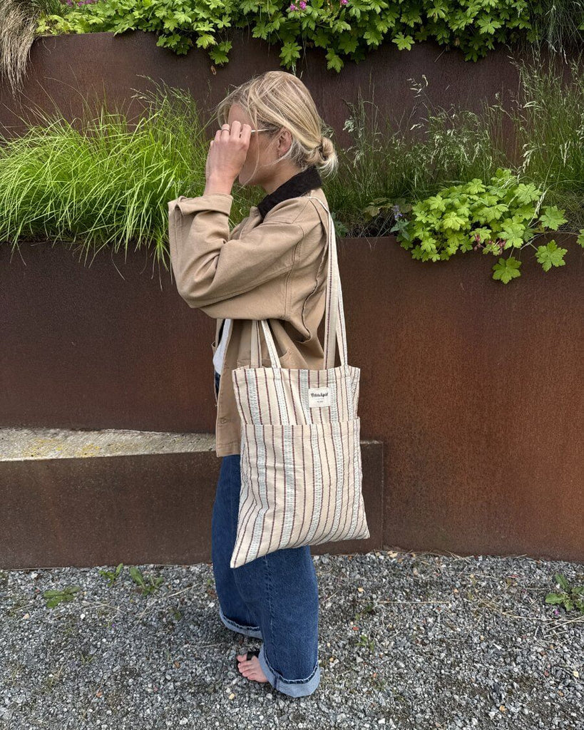 Knitter's Tote Bag i farven Seersucker Twin Stripe