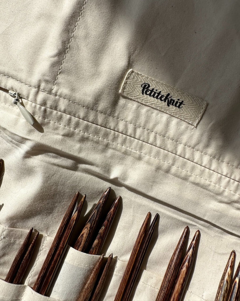 Nærbillede af needle case til udskiftelige strikkepinde