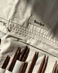 Nærbillede af needle case til udskiftelige strikkepinde