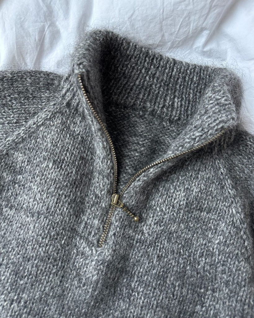 Detaljebillede af grå Zipper Sweater Junior