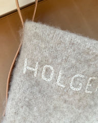 Detaljebillede af grå Julesok