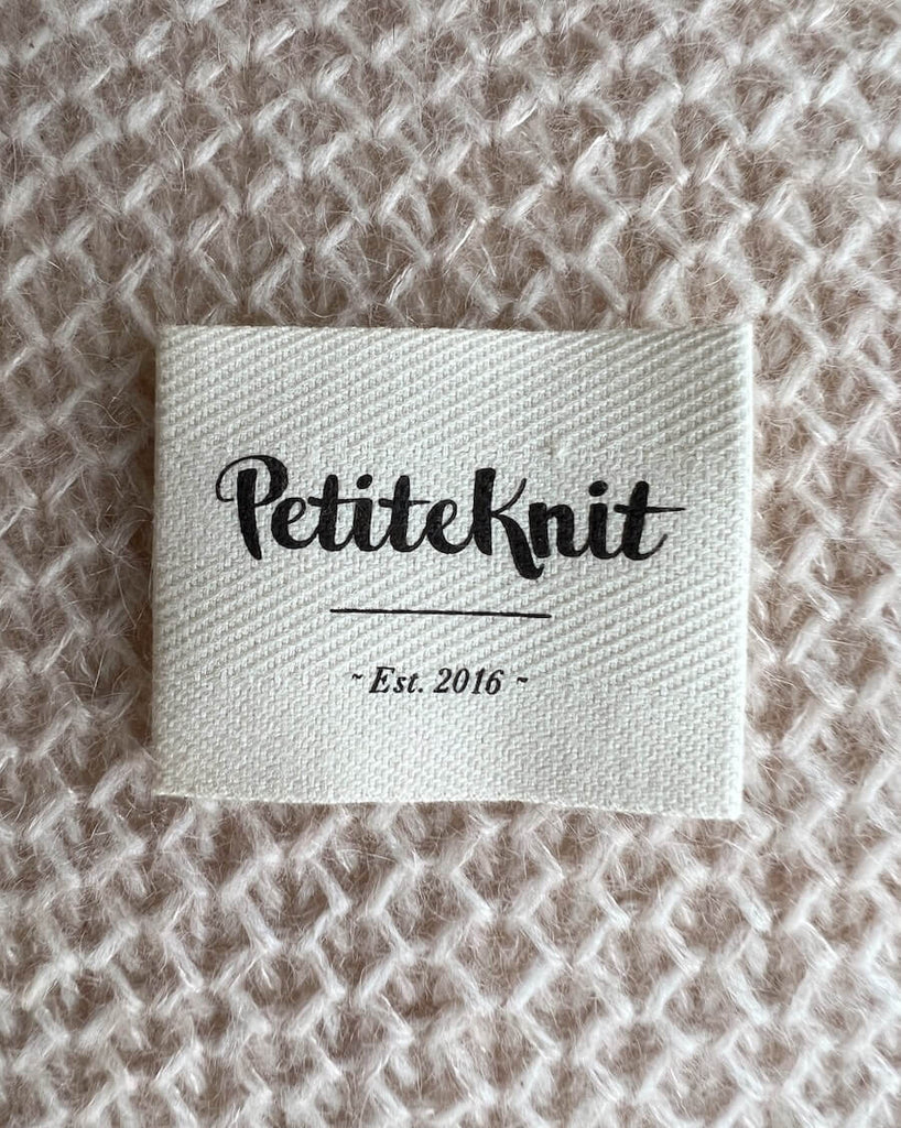 "PetiteKnit - Est. 2016" label