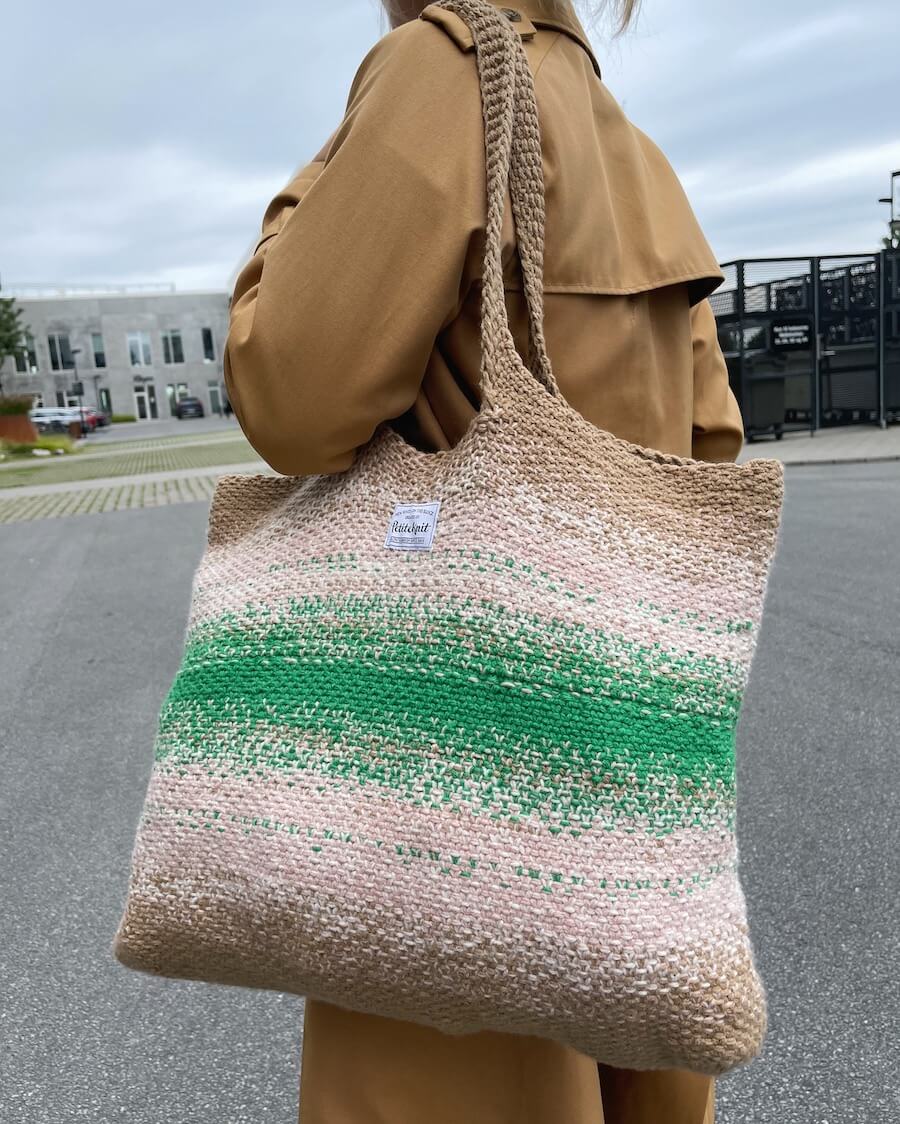 Grøn og beige Technicolor Shopper