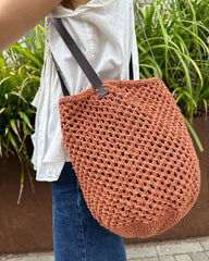 Lining for round bottom bag - circumference 68 cm - Brown