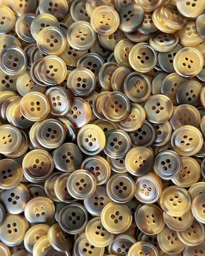 Galalith buttons Ø15 mm - Dark brown - 10 pcs