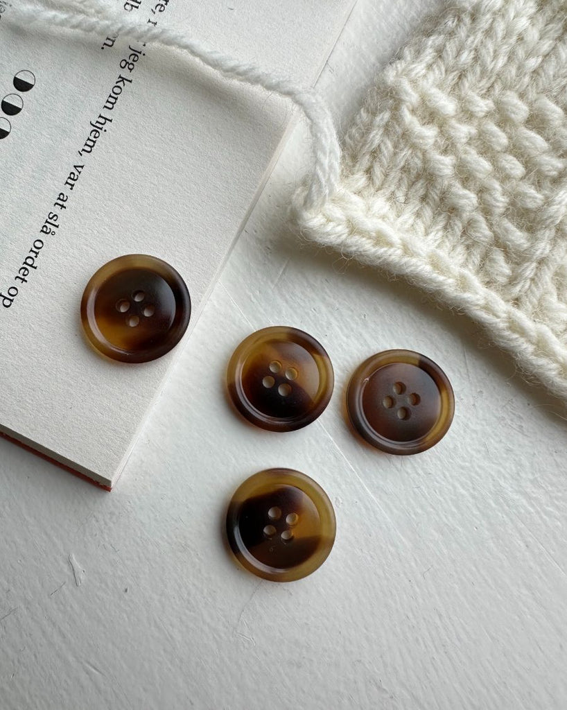 Galalith buttons Ø20 mm - Dark brown - 4 pcs