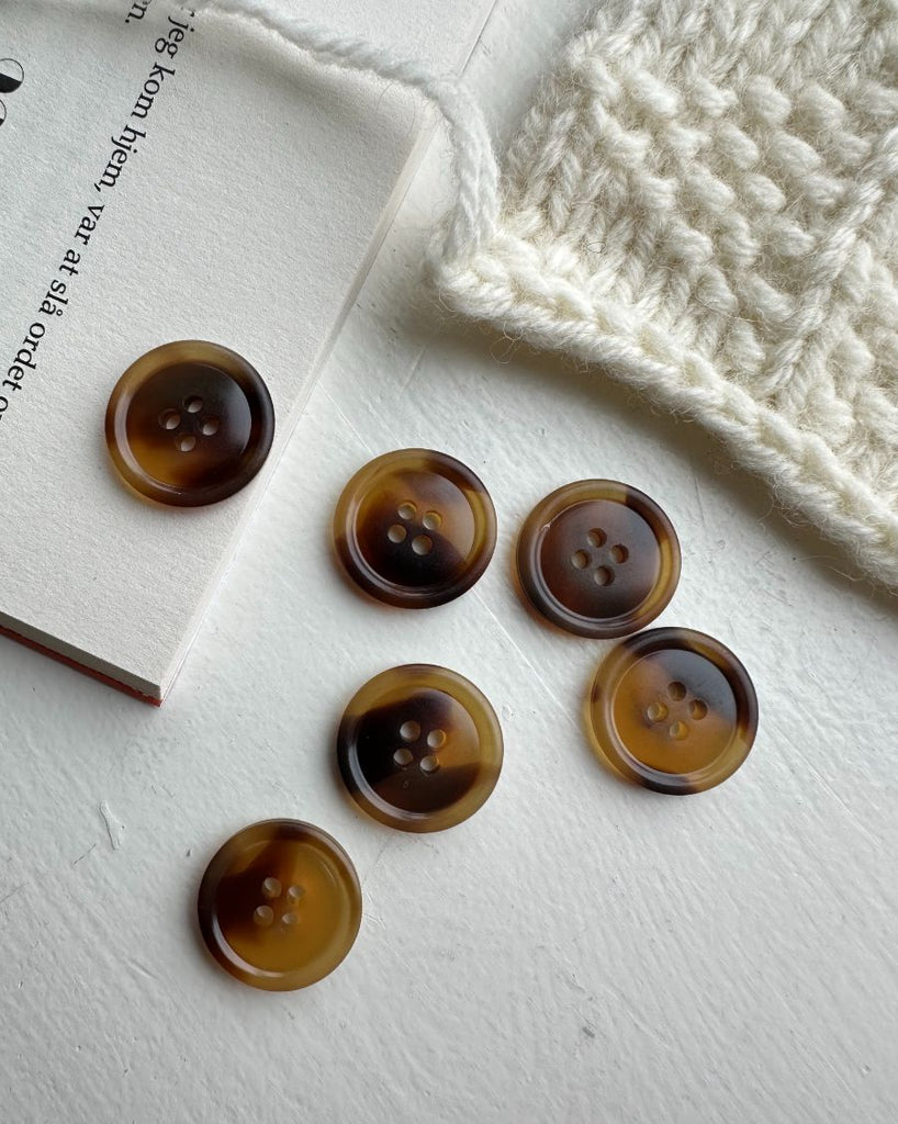 Galalith buttons Ø20 mm - Dark brown - 6 pcs