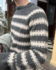 Detaljer på grå og hvid Key Sweater Man