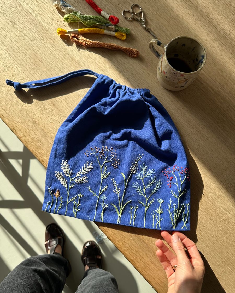 Embroidery Kit - Knitter's String Bag