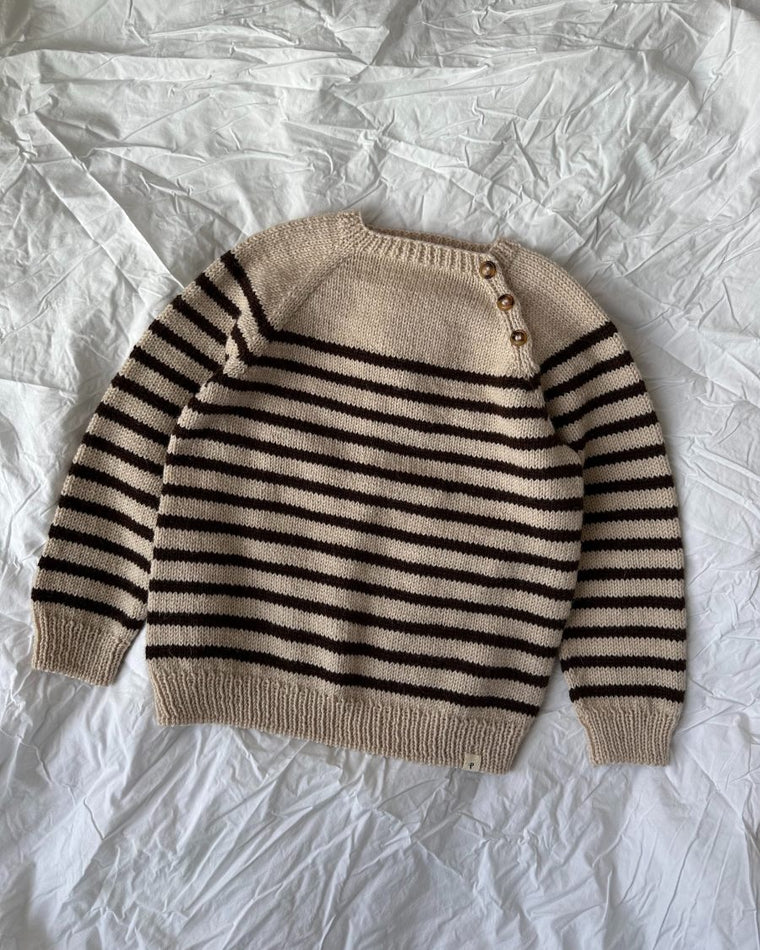 Detaljebillede af sort og hvid Seaside Sweater
