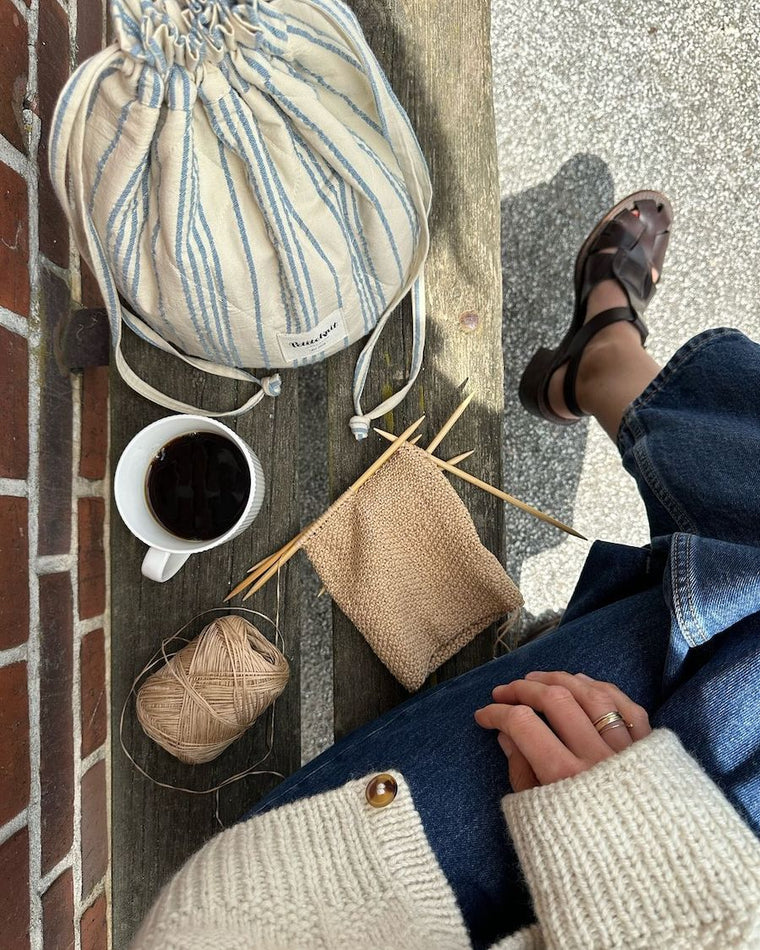 Knitter's Project Bag - Striped Seersucker