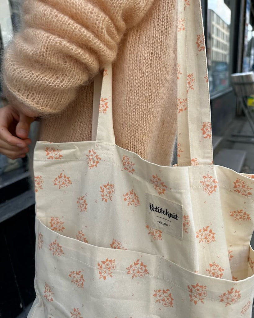 Knit To Go Tote Bag - Apricot Flower
