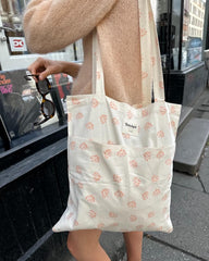 Knit To Go Tote Bag - Apricot Flower