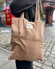 Knit To Go Tote Bag - Praline Seersucker