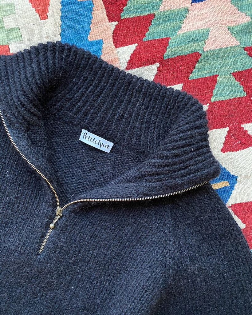 Zipper sweater med åben krave og 35 cm lynlås