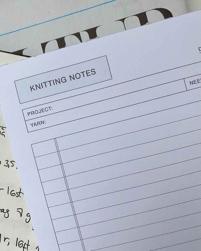 "Knitting Notes" - A5 block