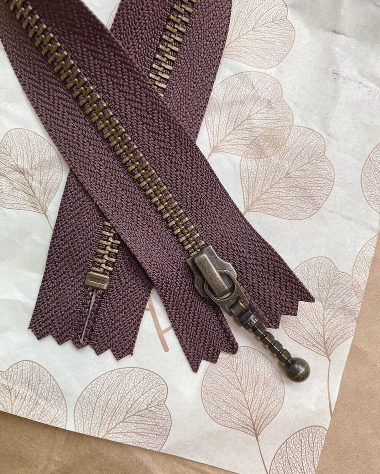 UDENLANDSKE FORHANDLERE Zipper 35 cm - Chocolate brown - Wholesale