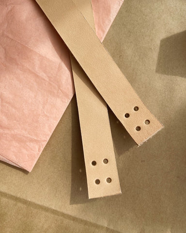 UDENLANDSKE FORHANDLERE Leather straps for French Market Bag - Natural - Wholesale