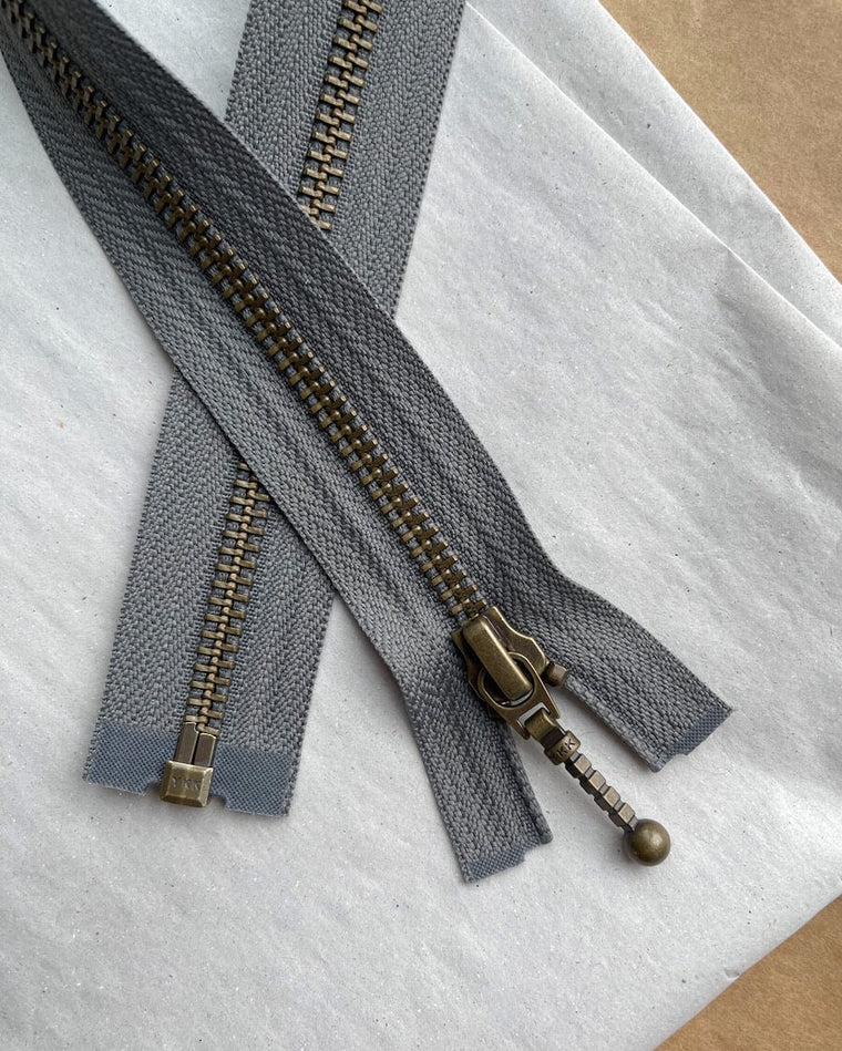 Zipper 45 cm - Granite - Wholesale