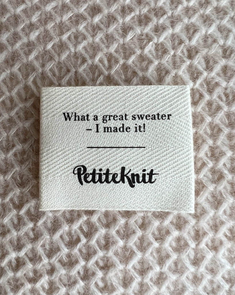 "What a great sweater - I made it!"-label